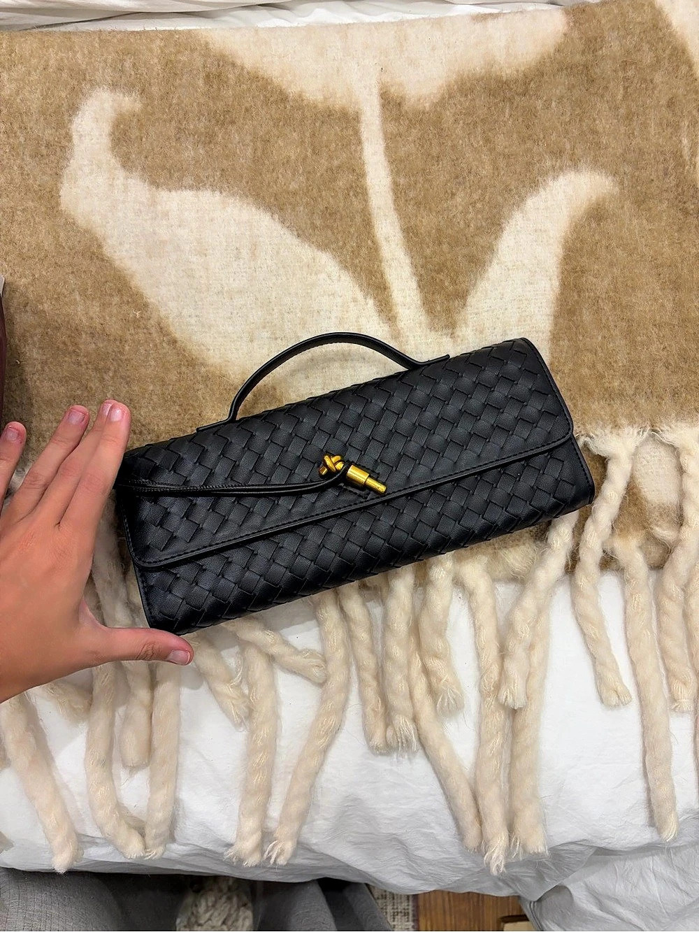 Black Clutch Bag Turn-Lock Clutch Black